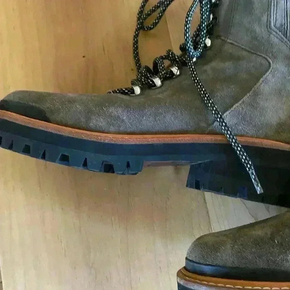 Marc Fisher LTD Izzie Gray Suede Leather Lace Up Ankle Gorpcore Winter Boot 6 - Picture 9 of 16